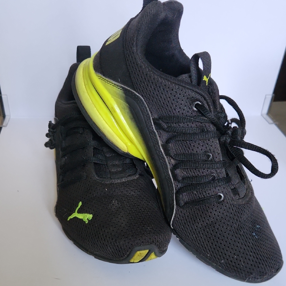 Puma Black and Lime Athletic Shoes